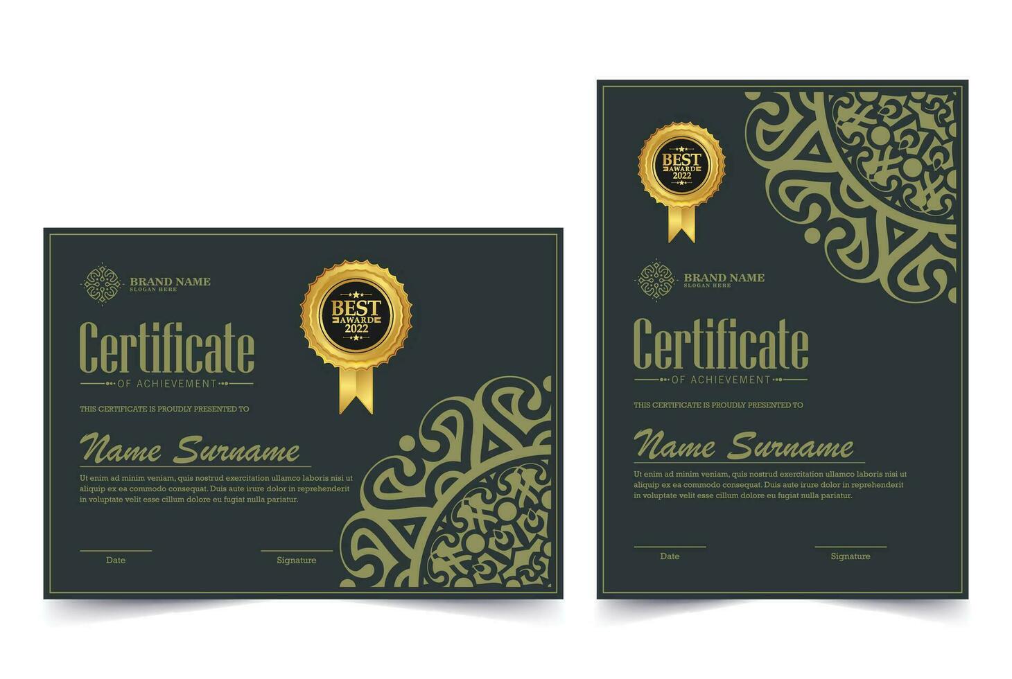 Achievement certificate best award diploma vector