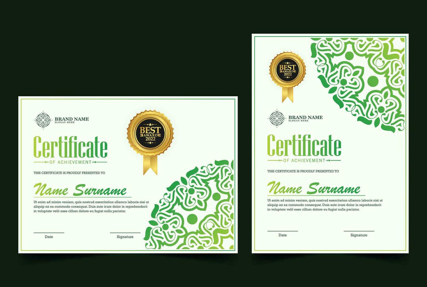 Elegant mandala award certificate template vector