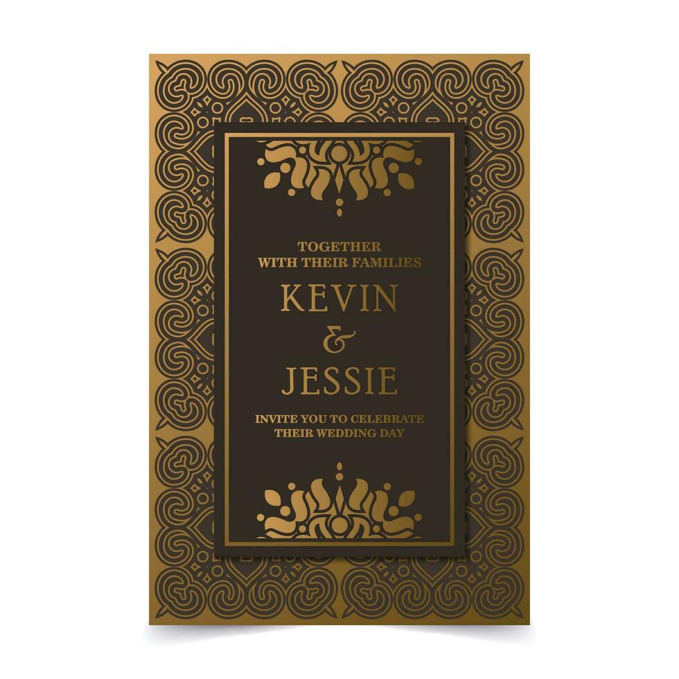 Elegant wedding invitation with pattern motif vector