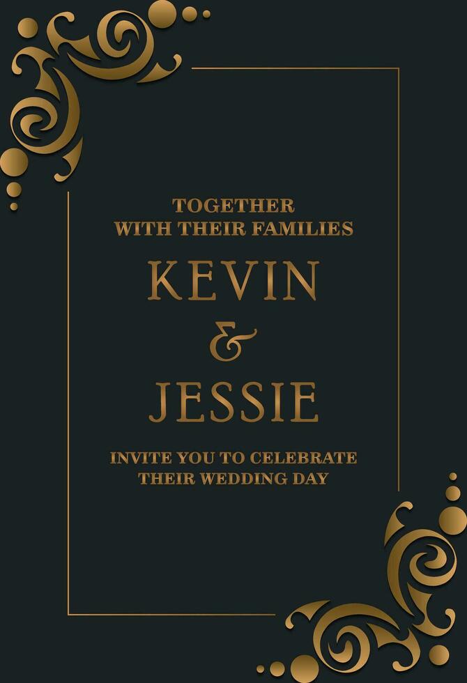 Elegant wedding invitation with pattern motif vector