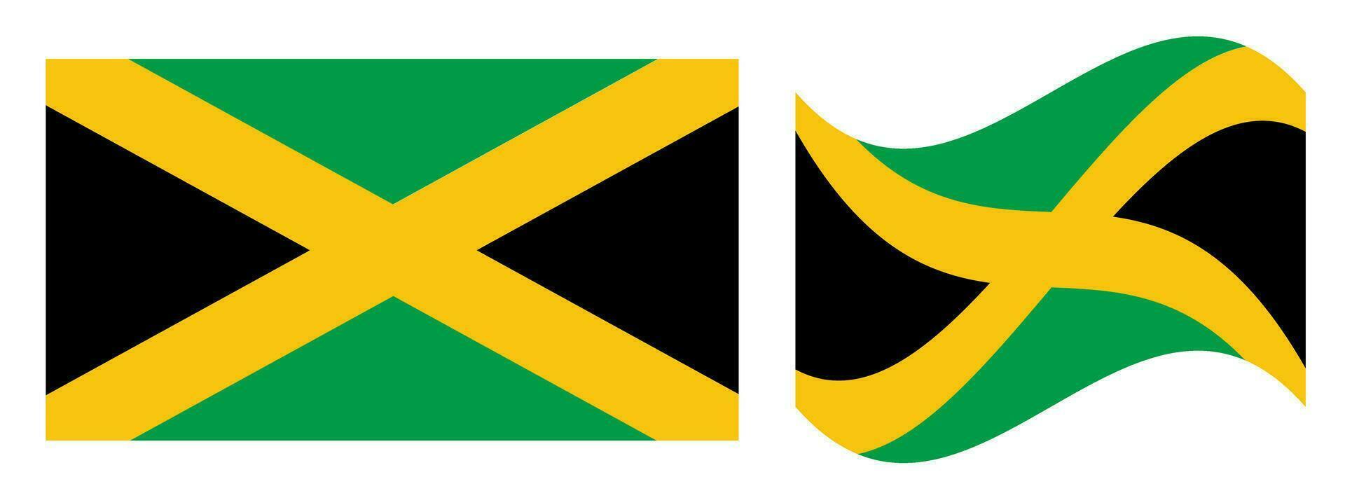 Jamaica flag vector design. Jamaican flat flag design.
