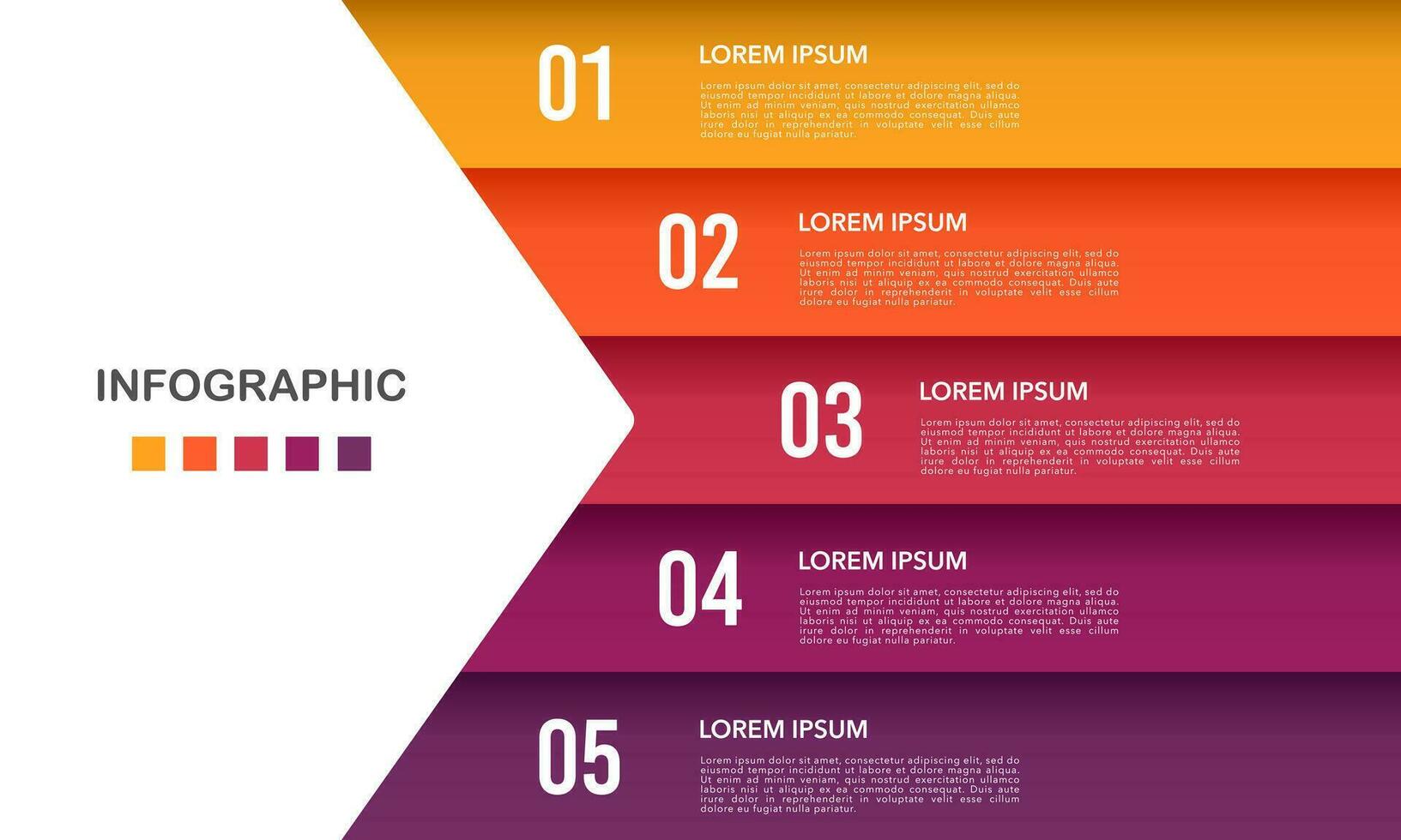 Business presentation with 5 steps to success template. Vector illustration.