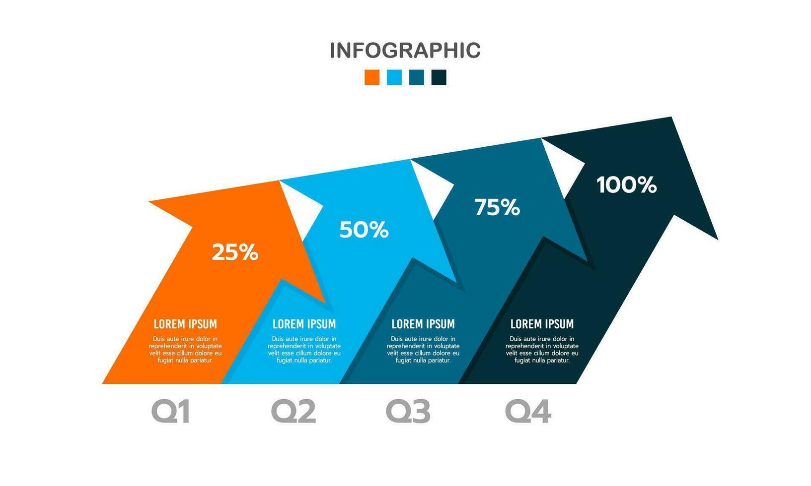 4-quarter growth with arrows template. Business presentation. Vector illustrator.