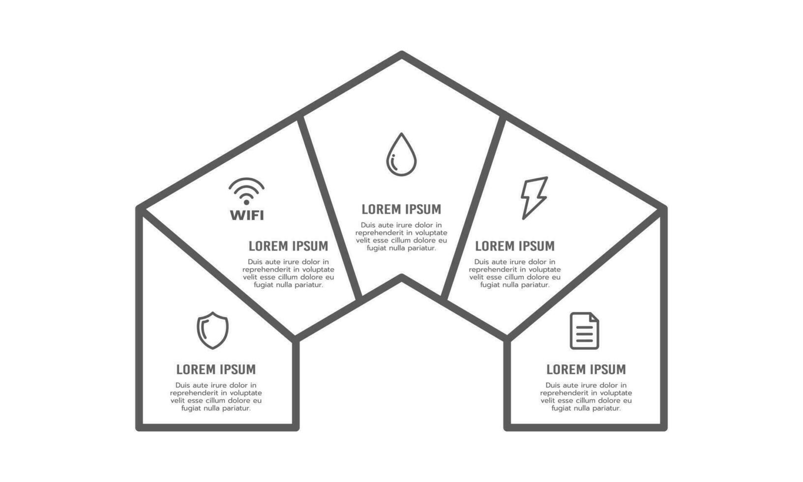 Infographic house 5 options. Vector illustration.