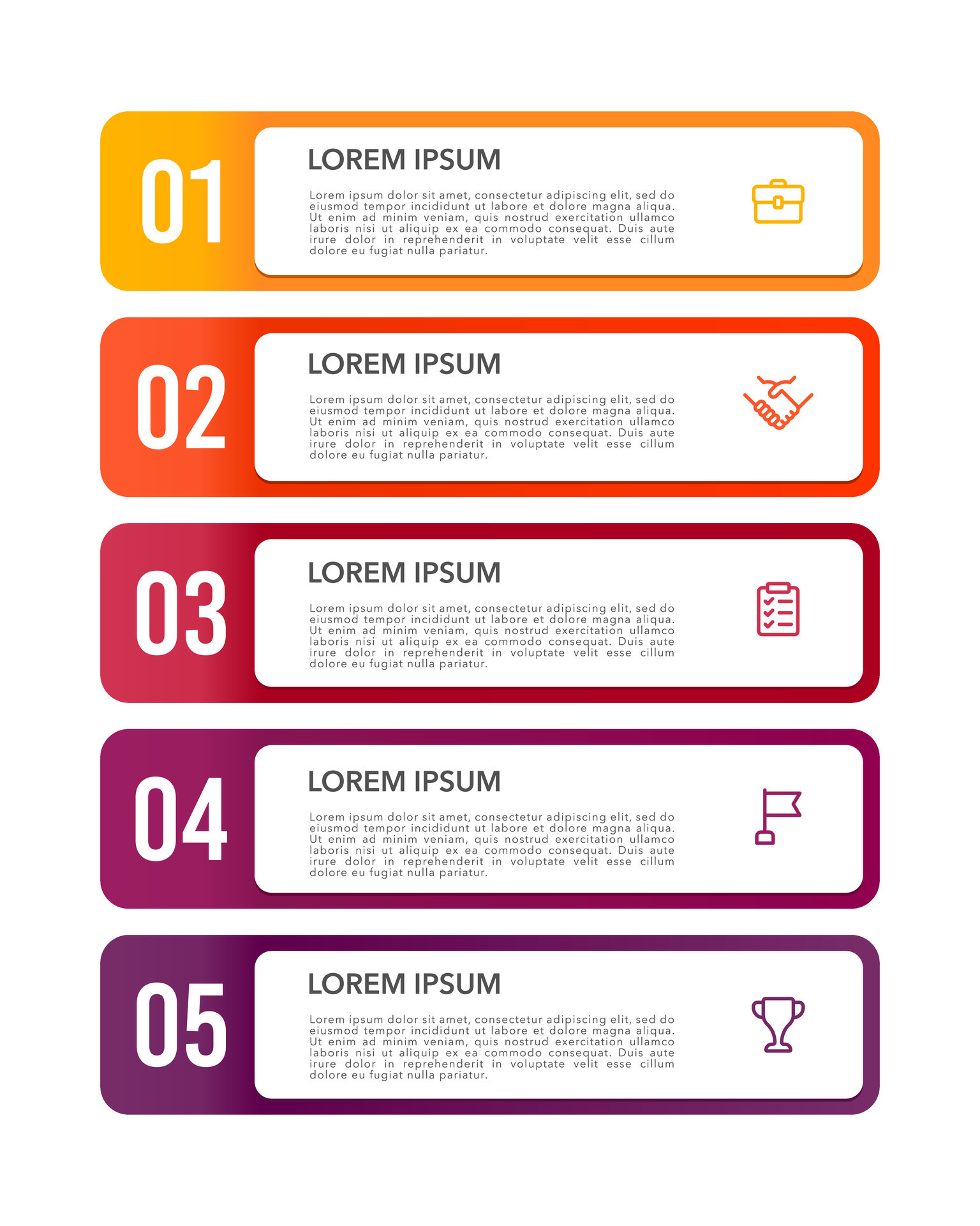 Infographic list diagram with 5 options. Infographic element template