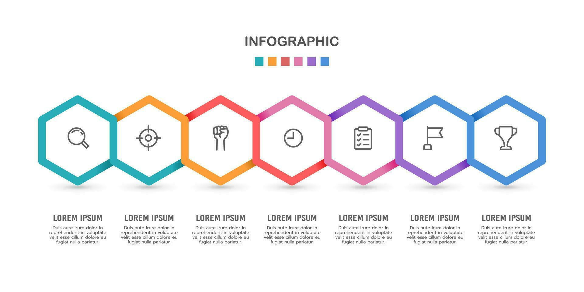 Timeline Infographic 7 steps to success. Business presentation. Vector illustration.