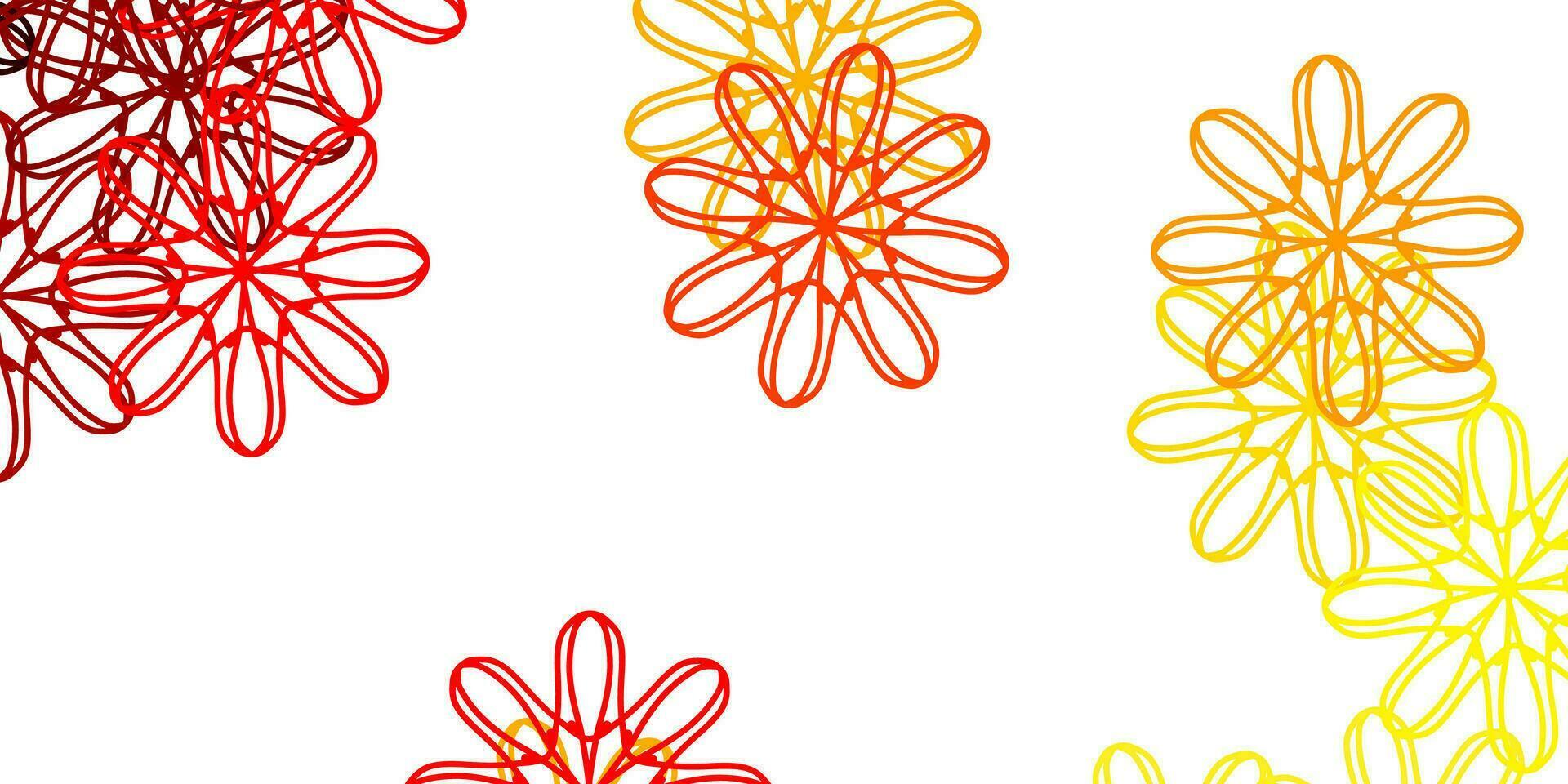 Light Red, Yellow vector doodle pattern with flowers.