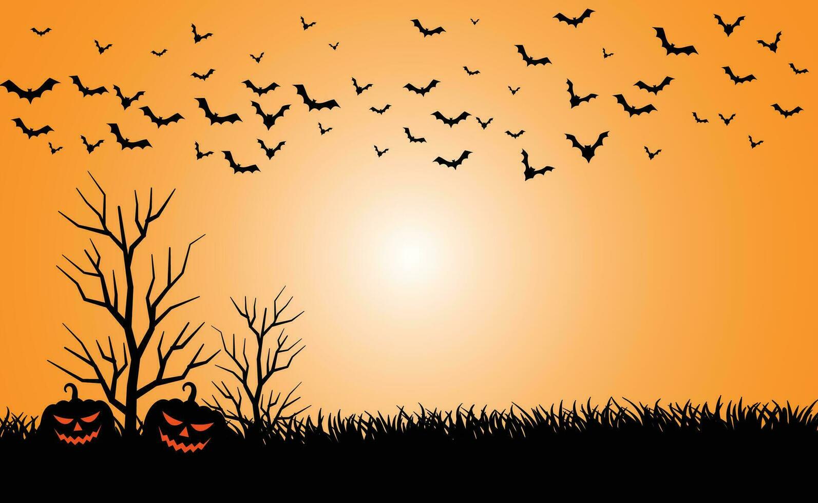 Halloween night background with bat and full moon vector