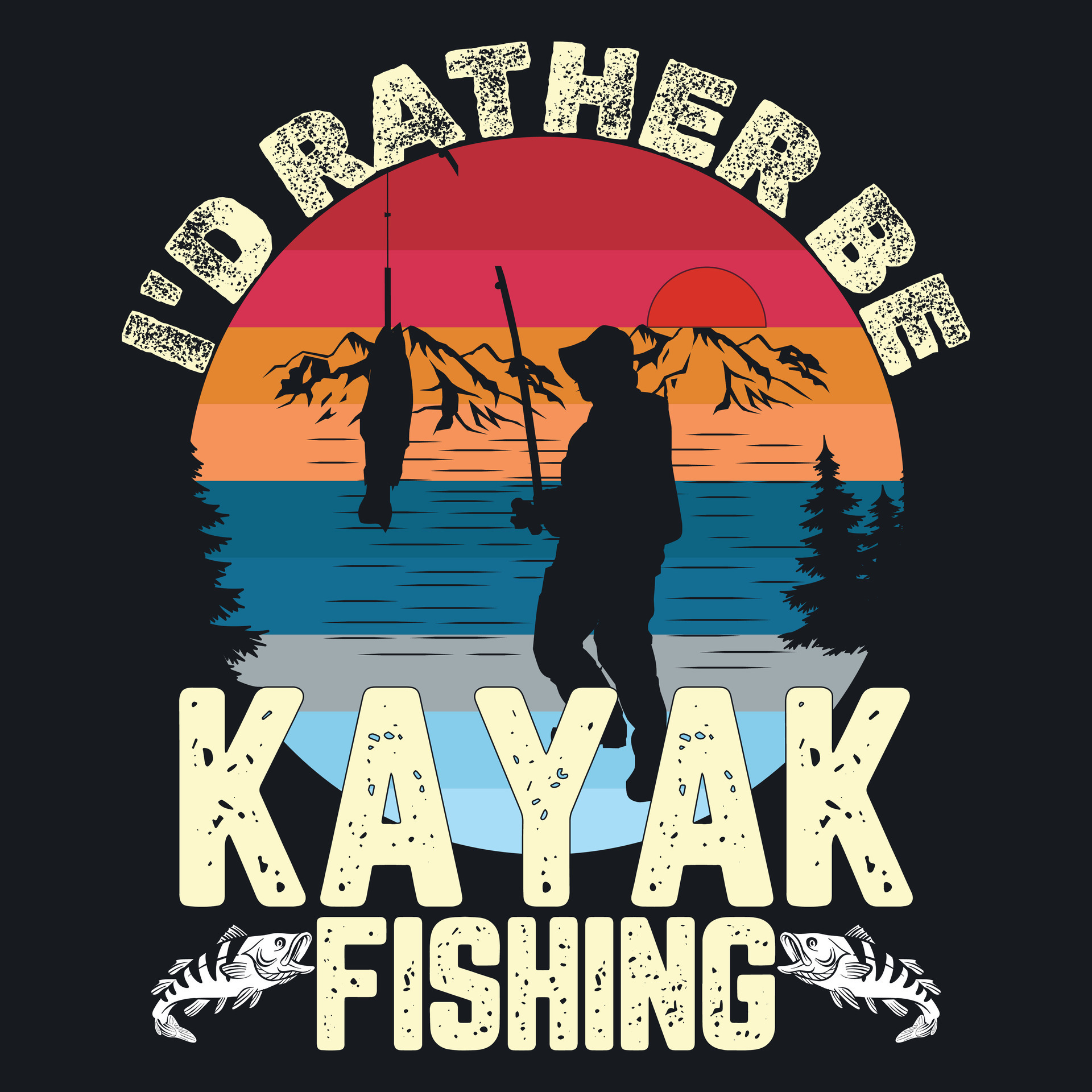 I'd Rather Be Kayak Fishing Funny Bass Trendy Gift Set Idea T-Shirt design  26277940 Vector Art at Vecteezy