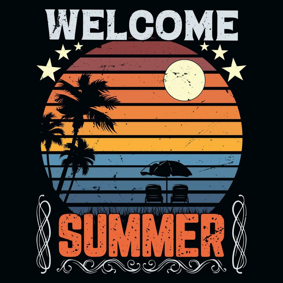 Bienvenido verano camiseta diseño vector