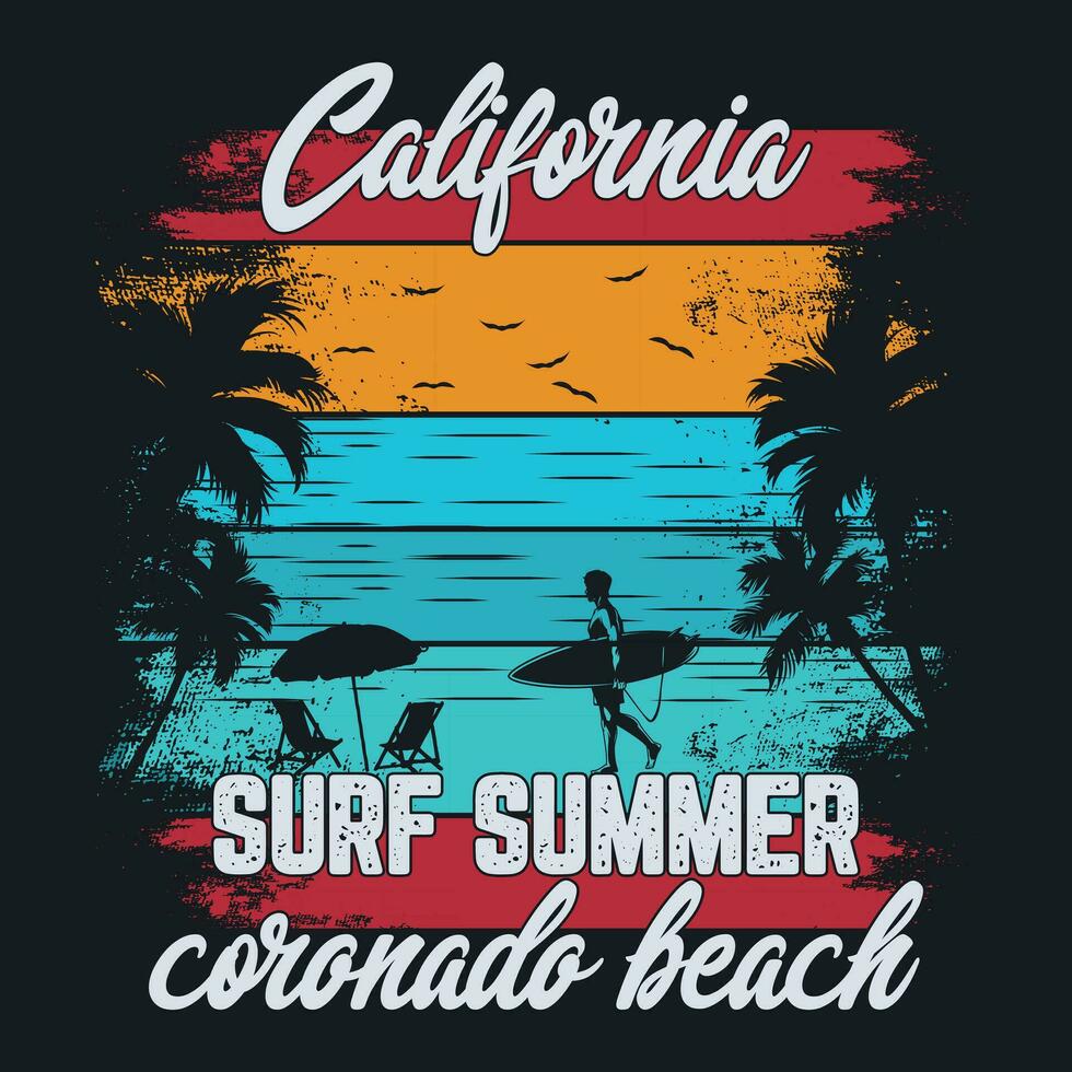 California surf summer Coronado beach vector