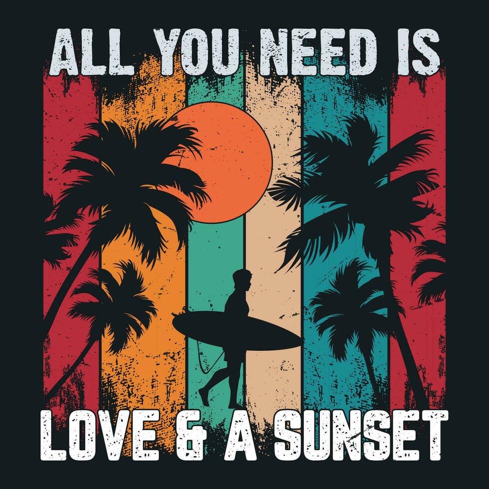 All you need is love and a sunset vector