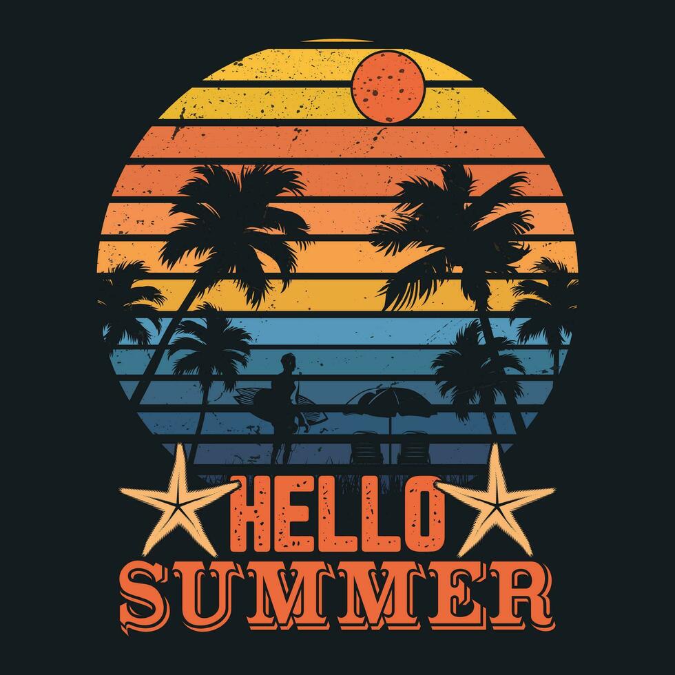 Hello Summer T-Shirt Design, t-shirt design vector