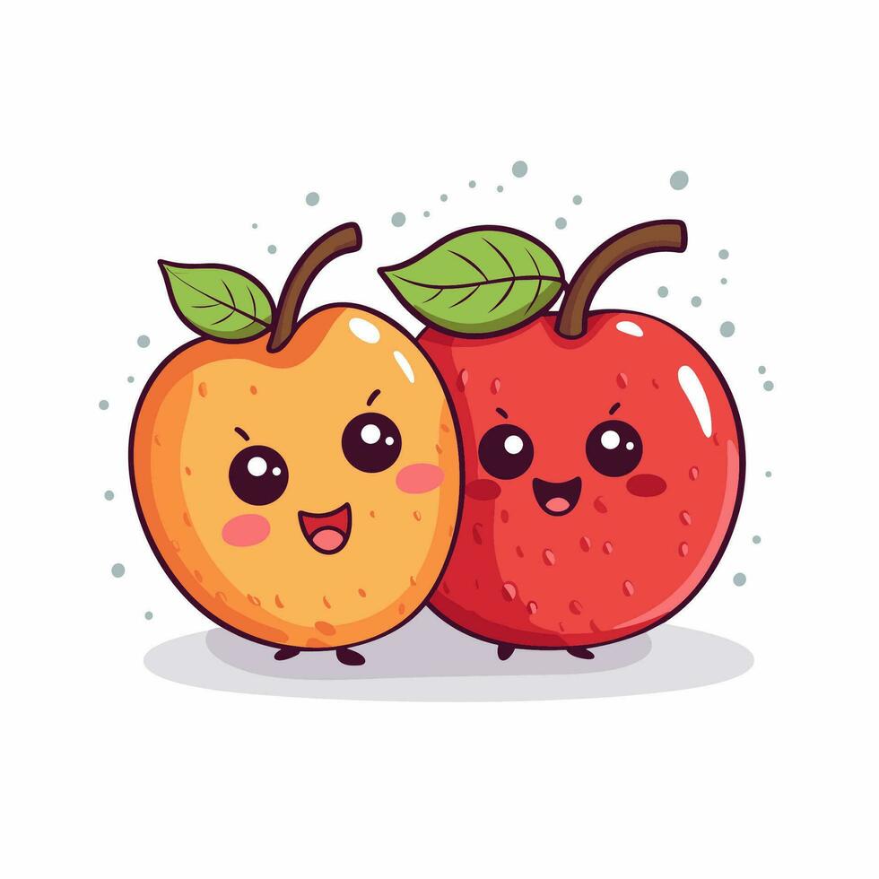 A cartoon of two fruit illustration vector