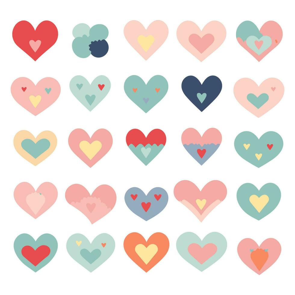 A group of hearts with different colors vector