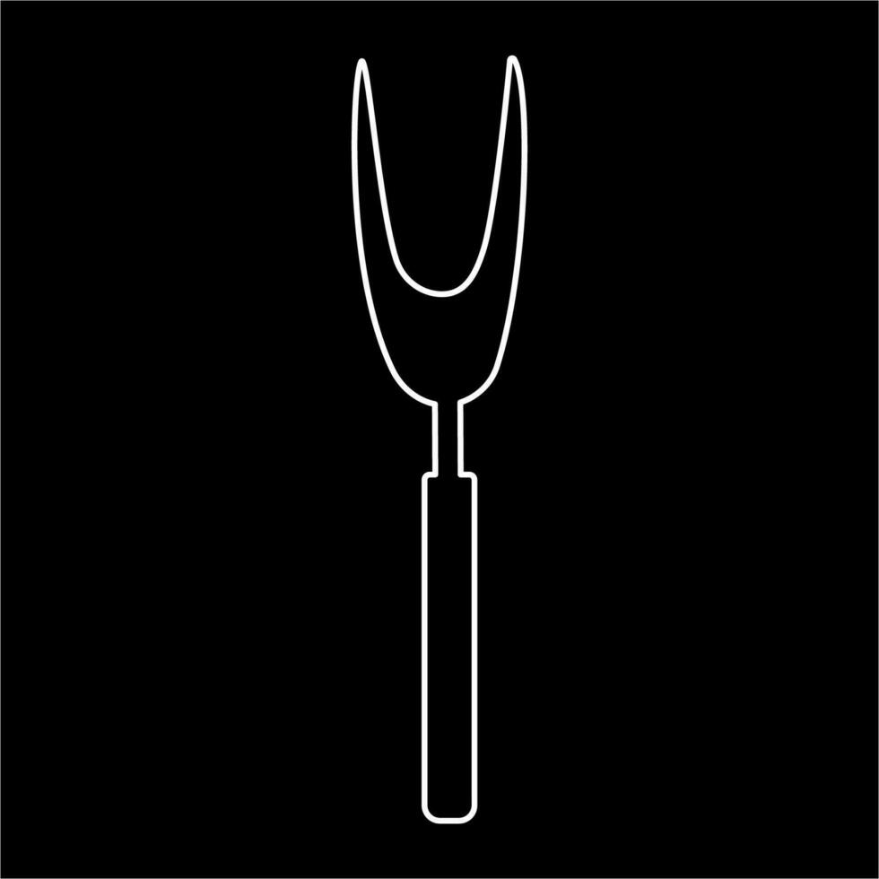meat fork kitchen cook restaurant line doodle vector