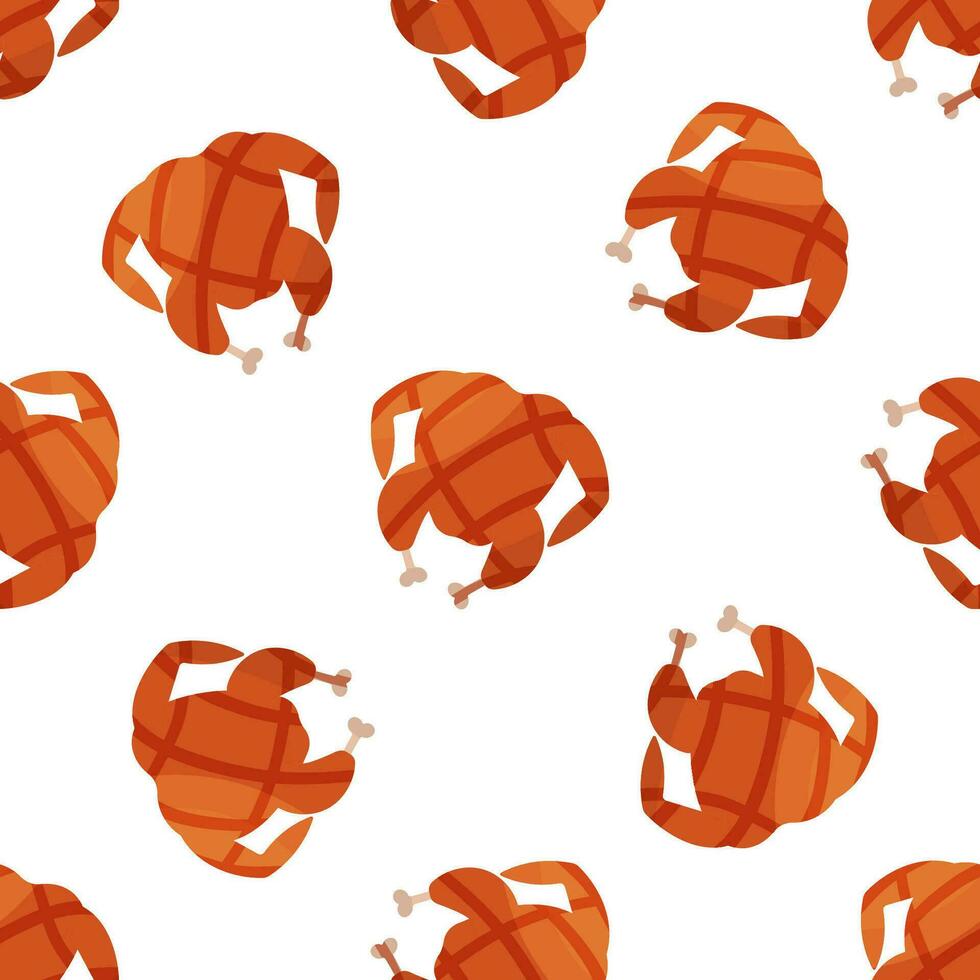 whole chicken bbq grill fry background pattern vector