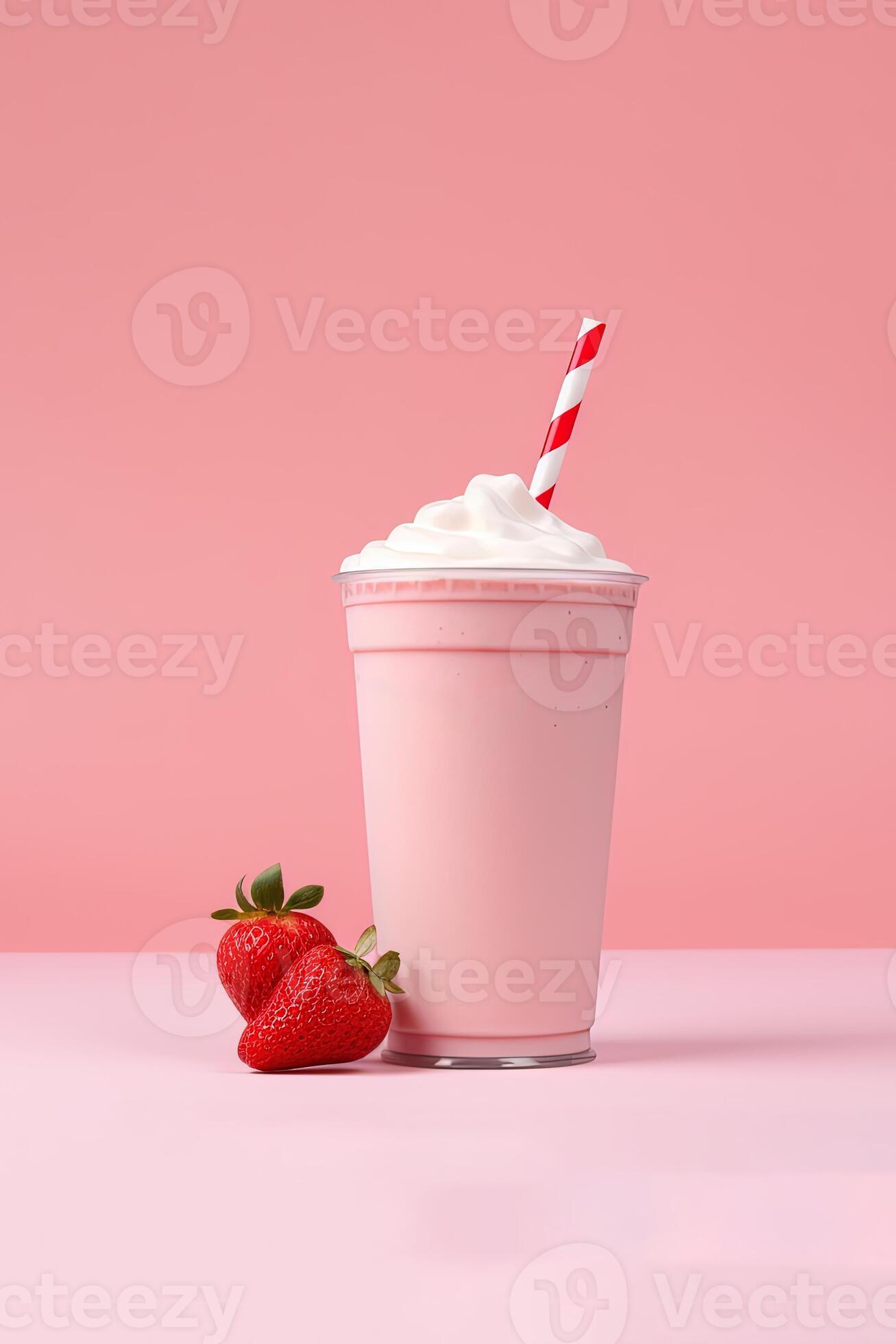 https://static.vecteezy.com/system/resources/previews/026/278/568/large_2x/strawberry-milkshake-in-plastic-takeaway-cup-isolated-on-pink-background-ai-generated-photo.jpg