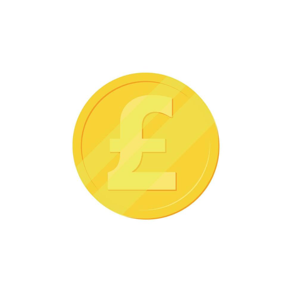 Currency symbol, british pound sterling symbol on gold coin, vector illustration