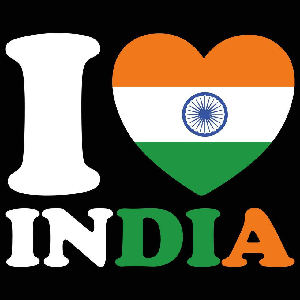 I Love India, Indian Flag colorful Vector