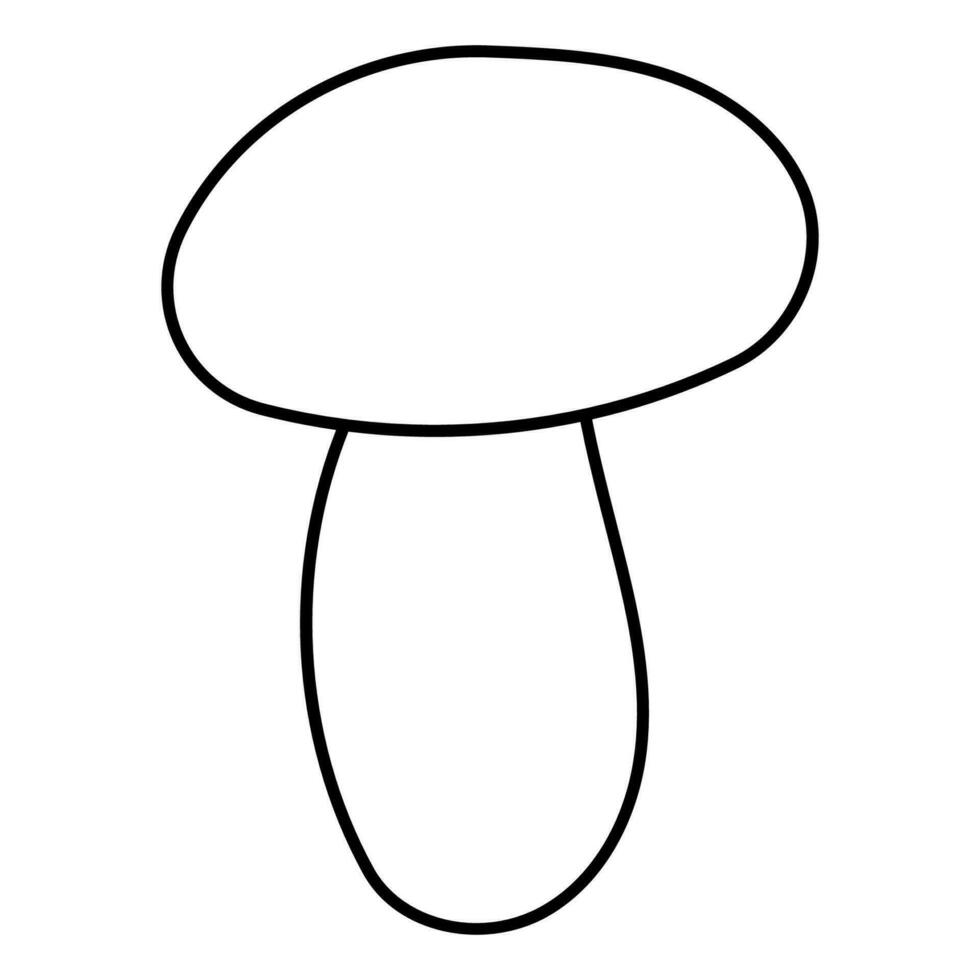 mushroom autumn black white line doodle element vector