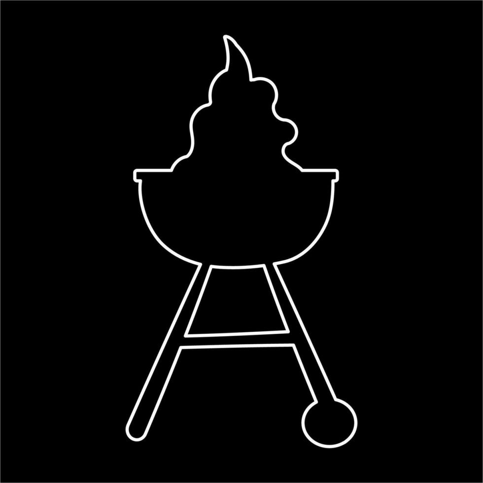 grill black apparatus fry black line doodle vector