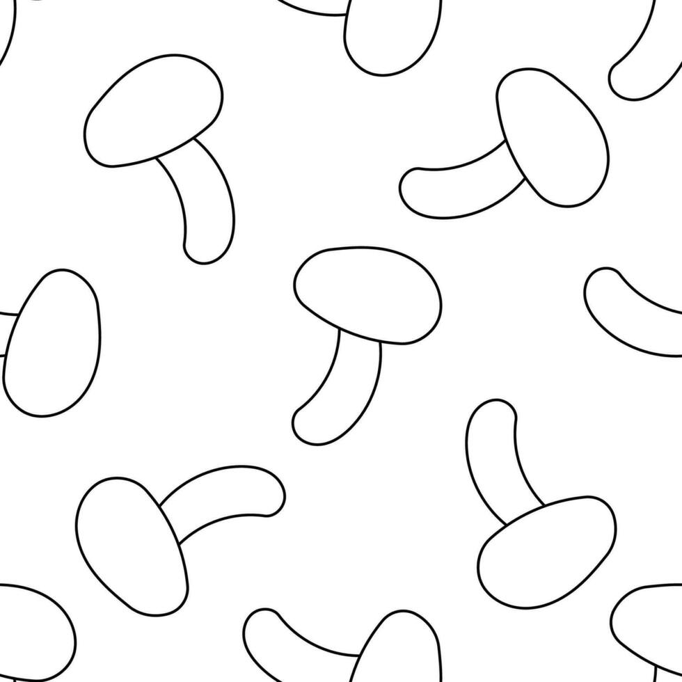 mushroom autumn black white line doodle pattern vector