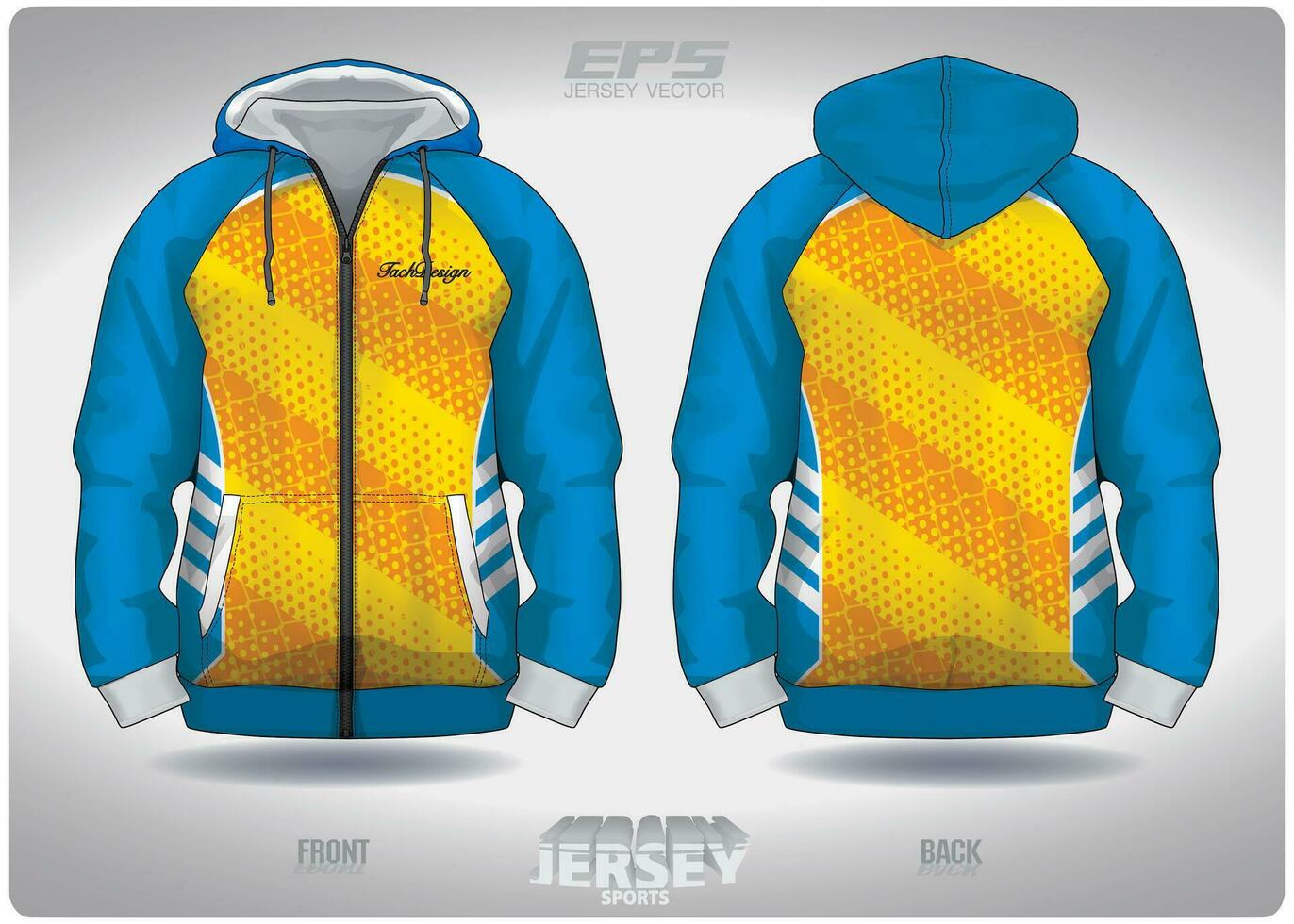 EPS jersey sports shirt vector.yellow blue dots behind the net pattern design, illustration, textile background for sports long sleeve hoodie vector