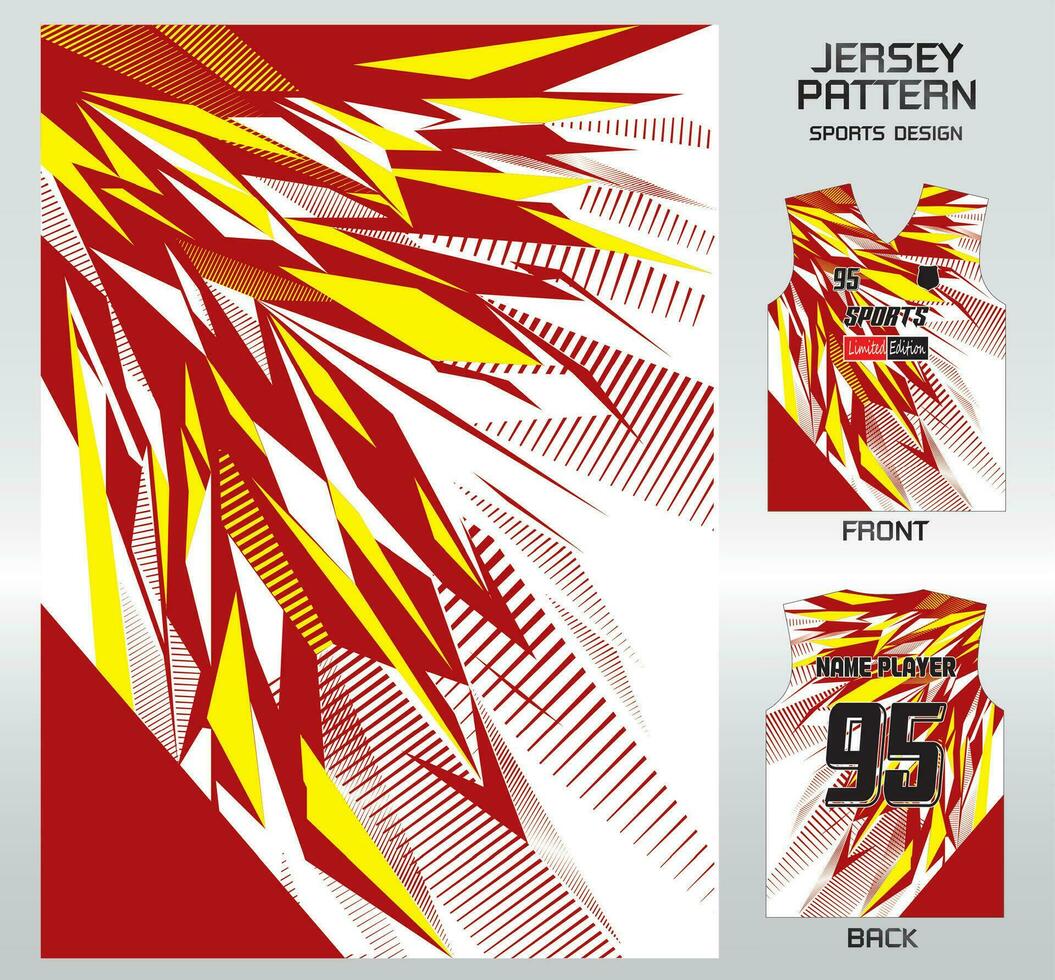 Pattern vector sports shirt background image.red and yellow broken glass pattern design, illustration, textile background for sports t-shirt, football jersey shirt