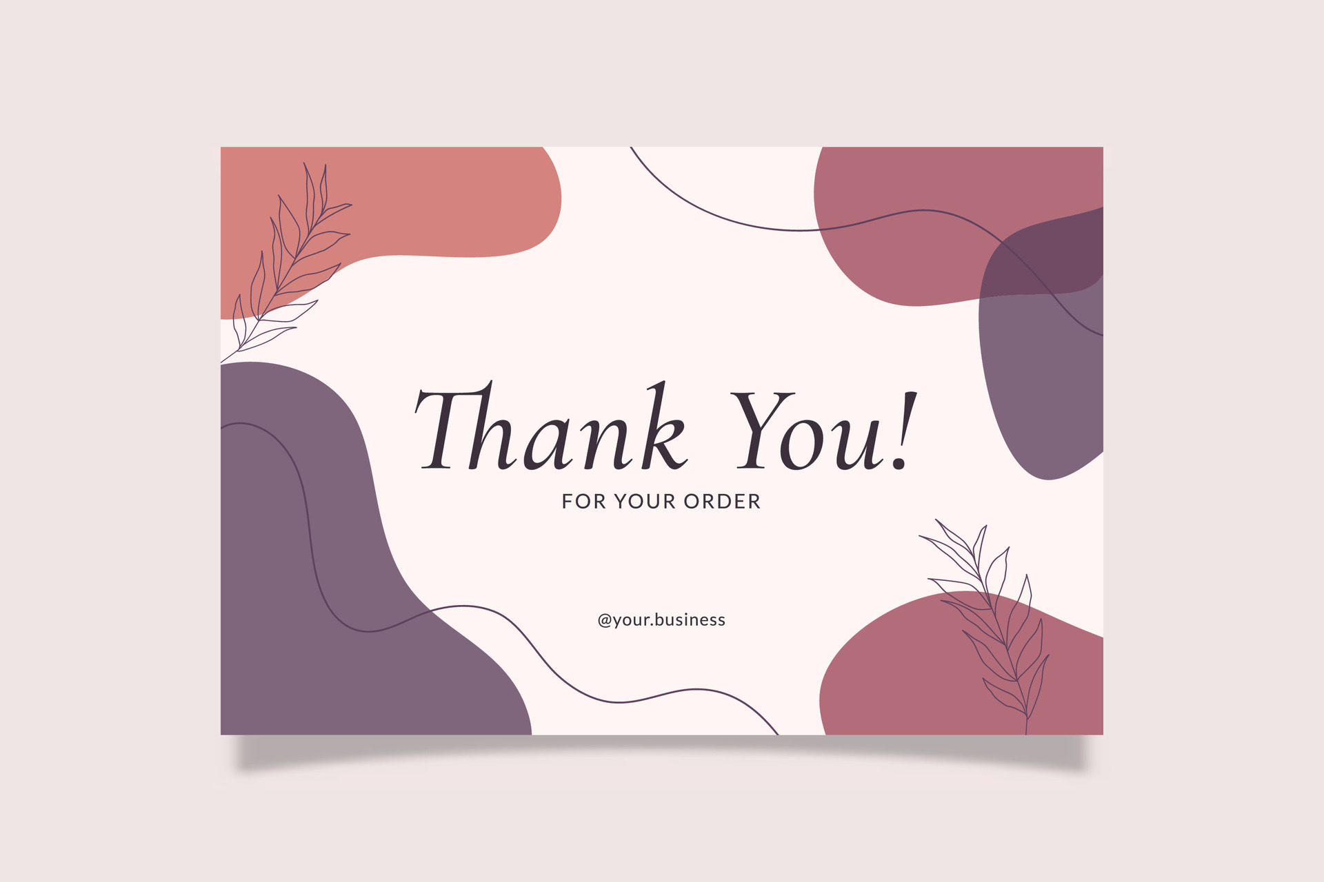 Printable Thank You Card Purple Vivid Aesthetic Design Template Decorated with Organic Blob and