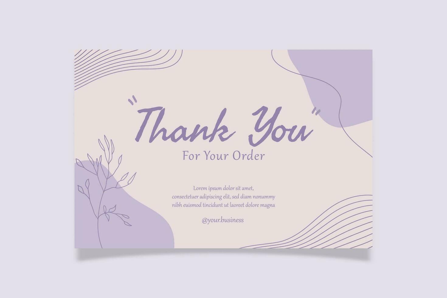 Beautiful Thank You Card Purple Pastel Design Template Decorated with Organic Blob Object. Suitable For Online Business Fashion, Beauty, Cosmetic, Food Cake, Etc vector