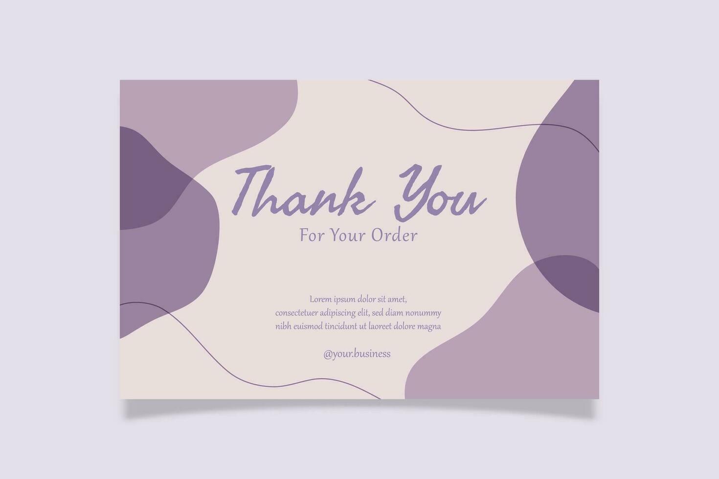 Beautiful Thank You Card Purple Pastel Design Template Decorated with Organic Blob Object. Suitable For Online Business Fashion, Beauty, Cosmetic, Food Cake, Etc vector