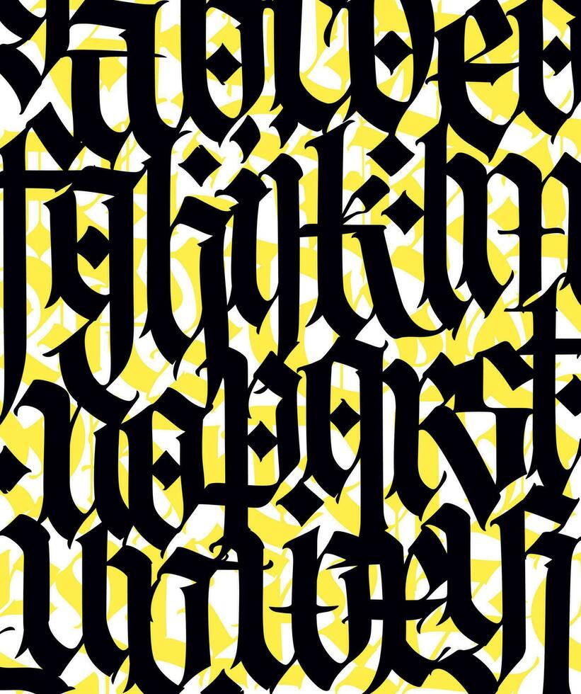 Pattern, ornament in the Gothic style. Vector. Medieval alphabet. Trendy black letters on a white background. Calligraphy and lettering. Medieval Latin letters. vector