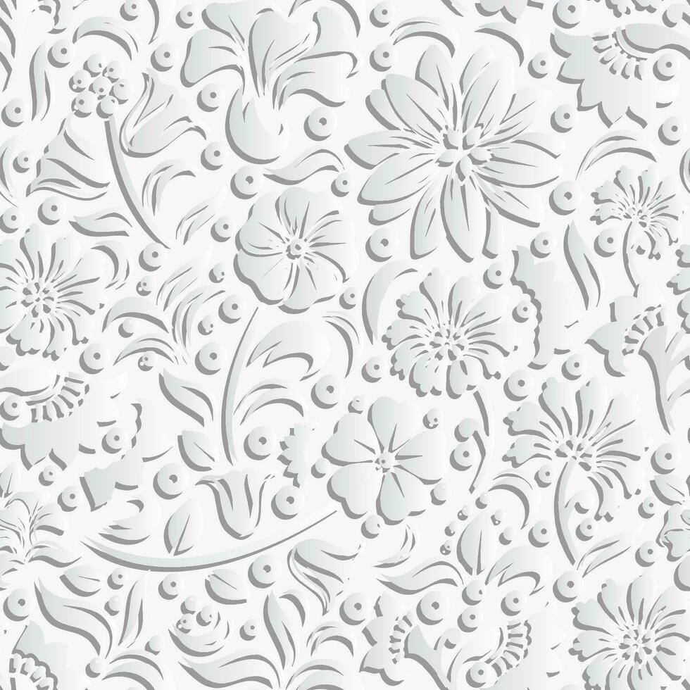 seamless pattern with elegant flowers on white background. Vector Illustration of Floral