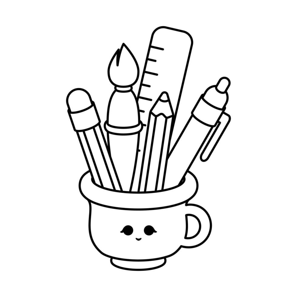 Wooden Pencil Isolated Cute Kawaii Cartoon. Royalty Free SVG, Cliparts,  Vectors, and Stock Illustration. Image 88590453.