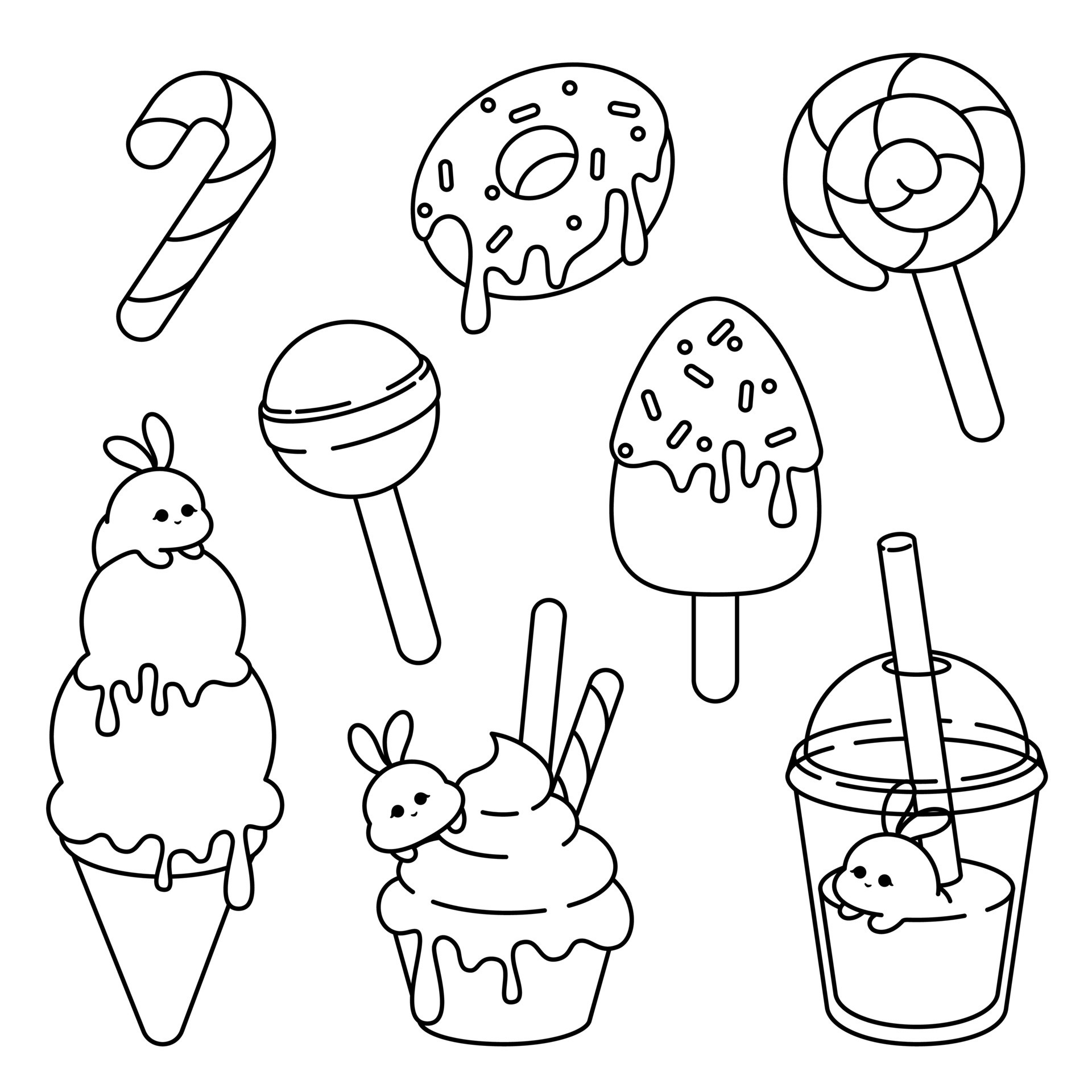 Cute Milkshake Clipart Kawaii Milkshake / Printable -   Free kids  coloring pages, Kawaii drawings, Black and white stickers