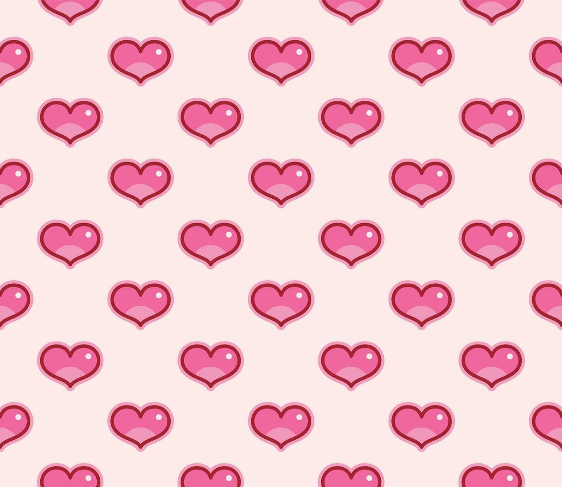 Seamless geometric pattern Pink hearts, Cute Cartoon Background. vector