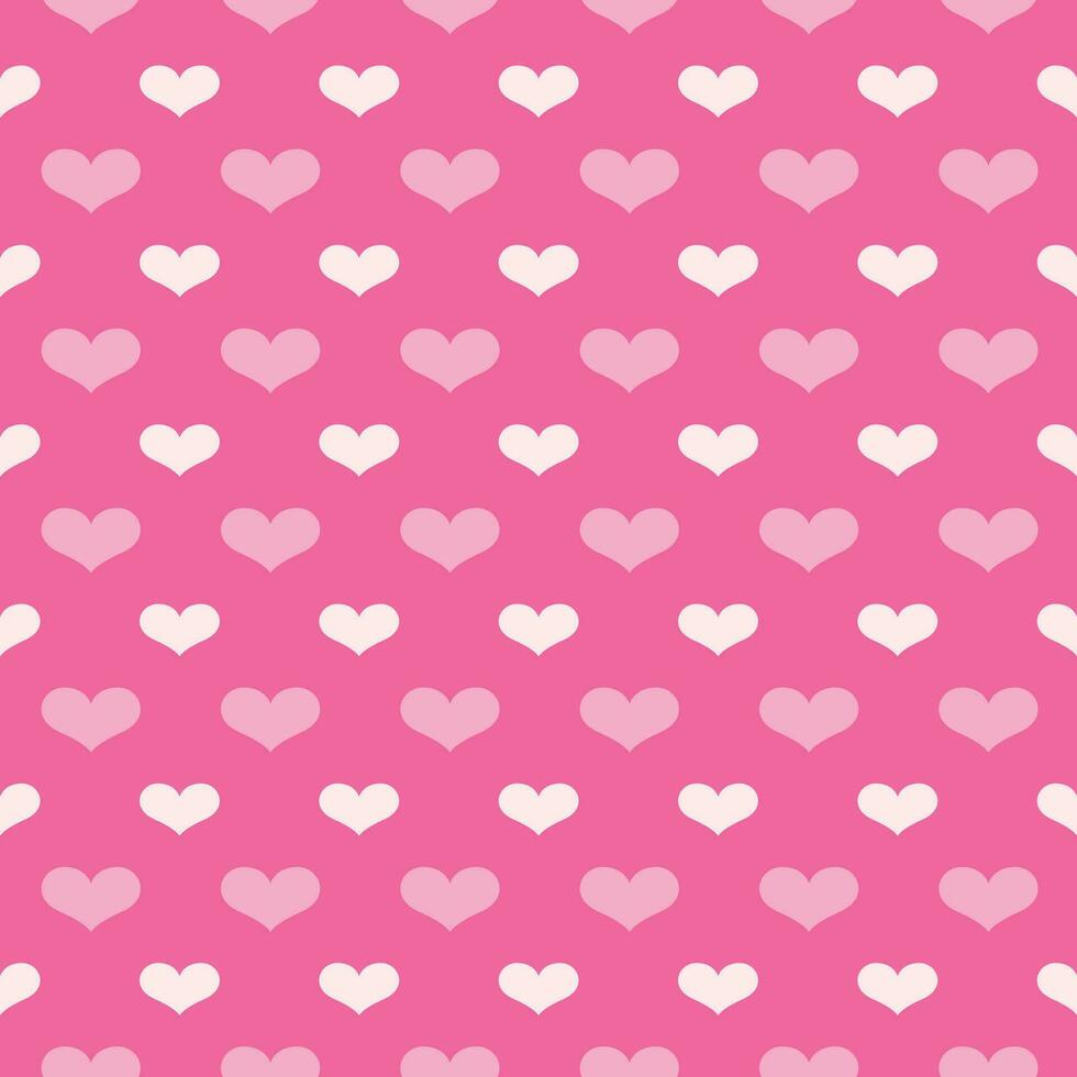 Seamless Polka Dot Pink Pattern with Hearts. vector