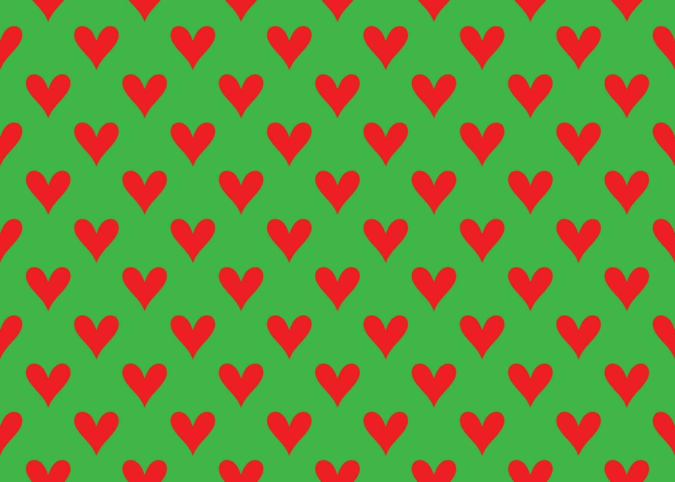 Vector seamless heart pattern, red heart on a green background.