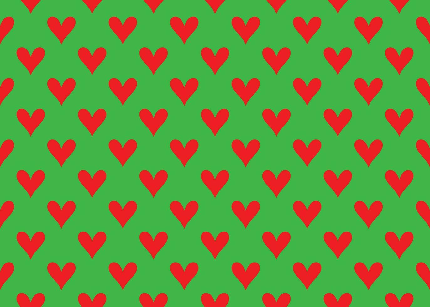 Vector seamless heart pattern, red heart on a green background.