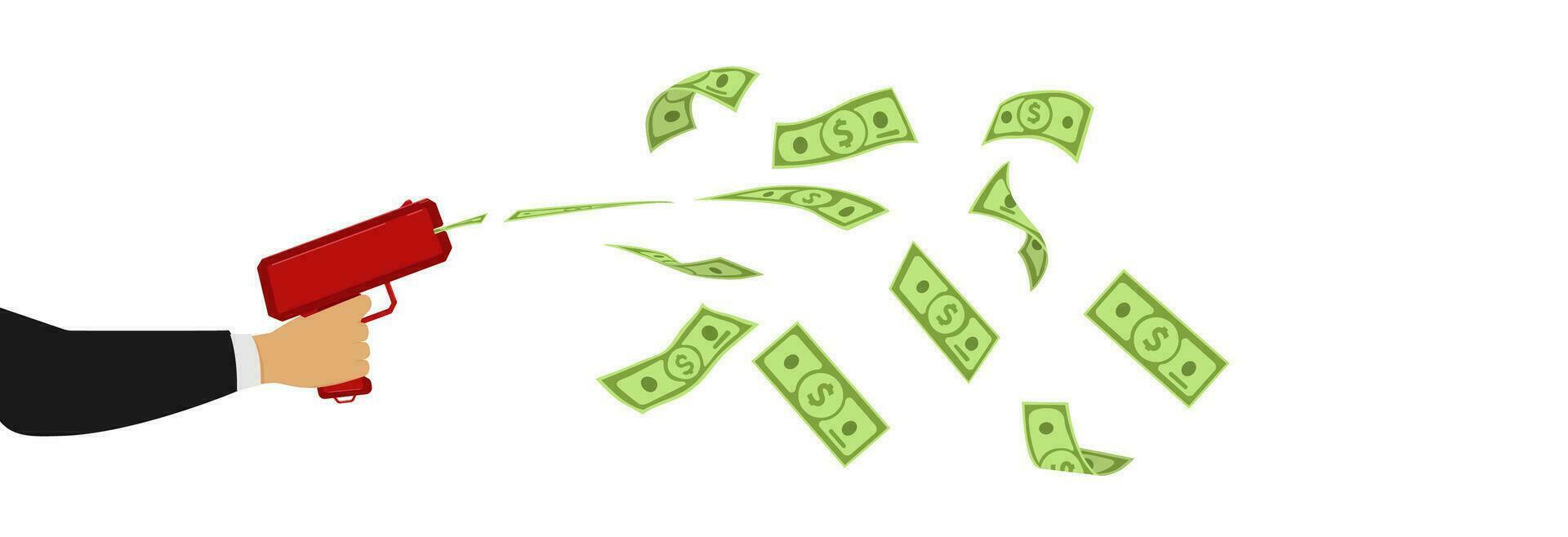 Money dollar gun. vector