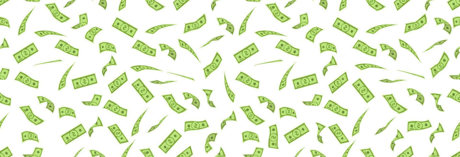 Scattered dollar bills. vector