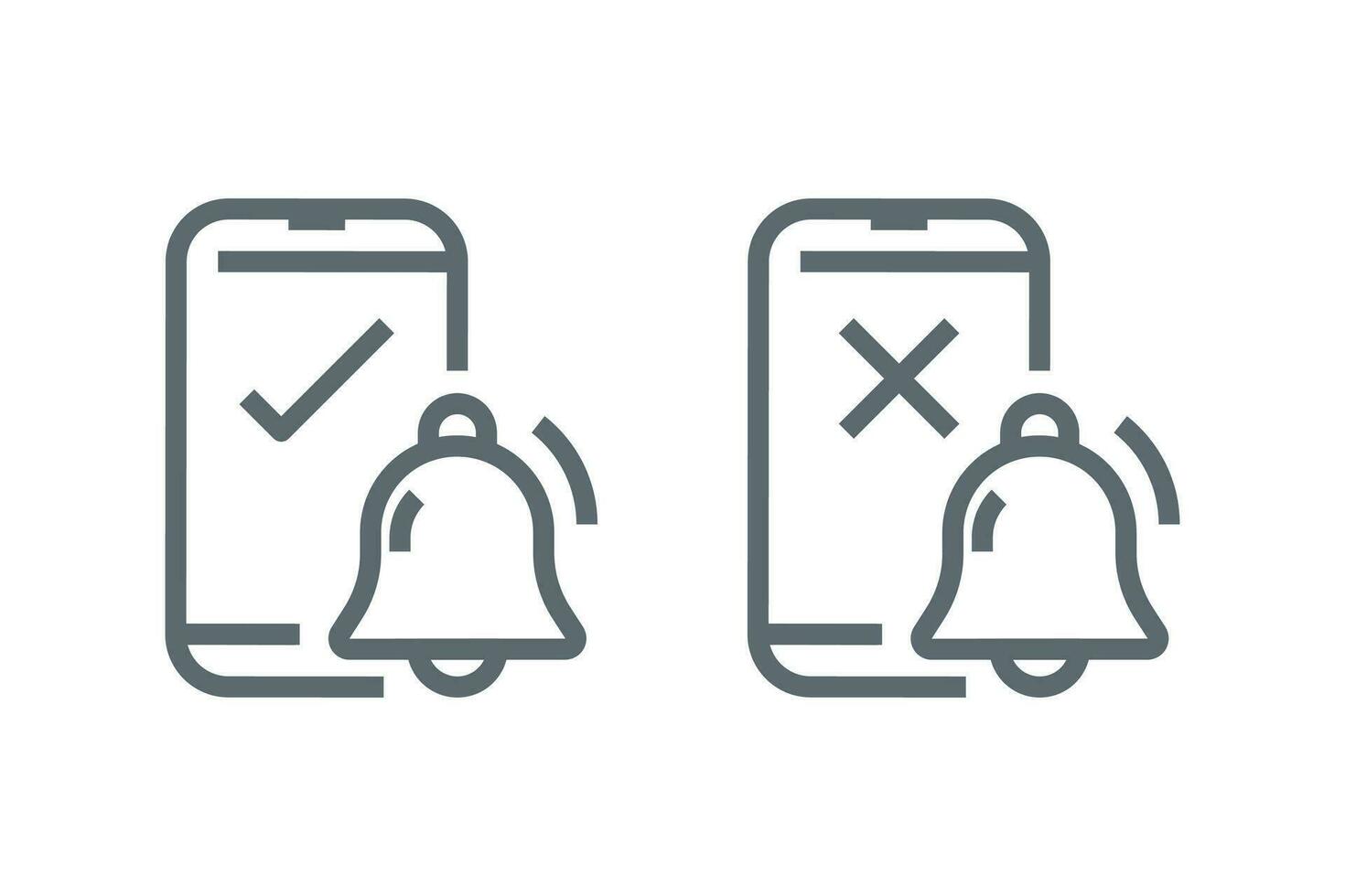 turn on or off notification on smartphone concept illustration line icon design editable vector eps10