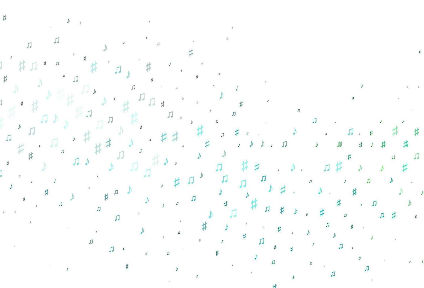 Light Blue, Green vector background with music symbols.