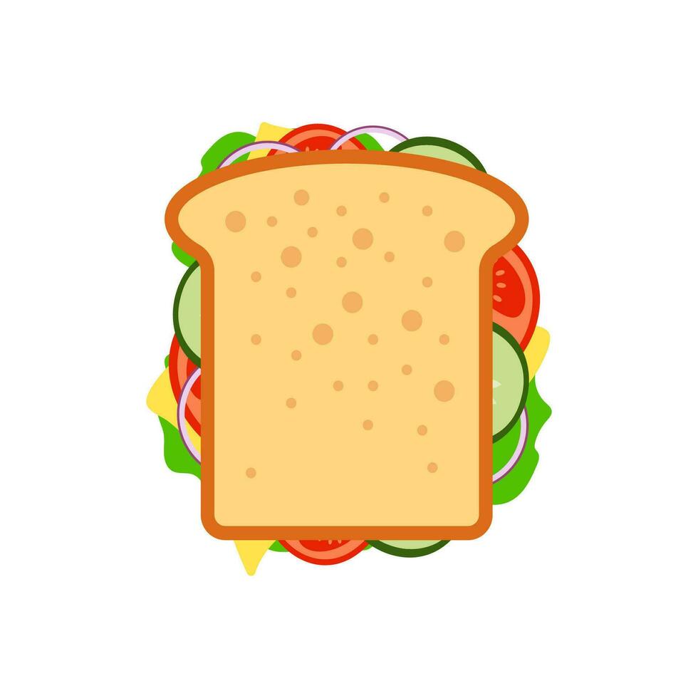 Sandwich. Snack fast food. Meatball sub, wrap and traditional ham and cheese on toast. Vector clip art illustration.