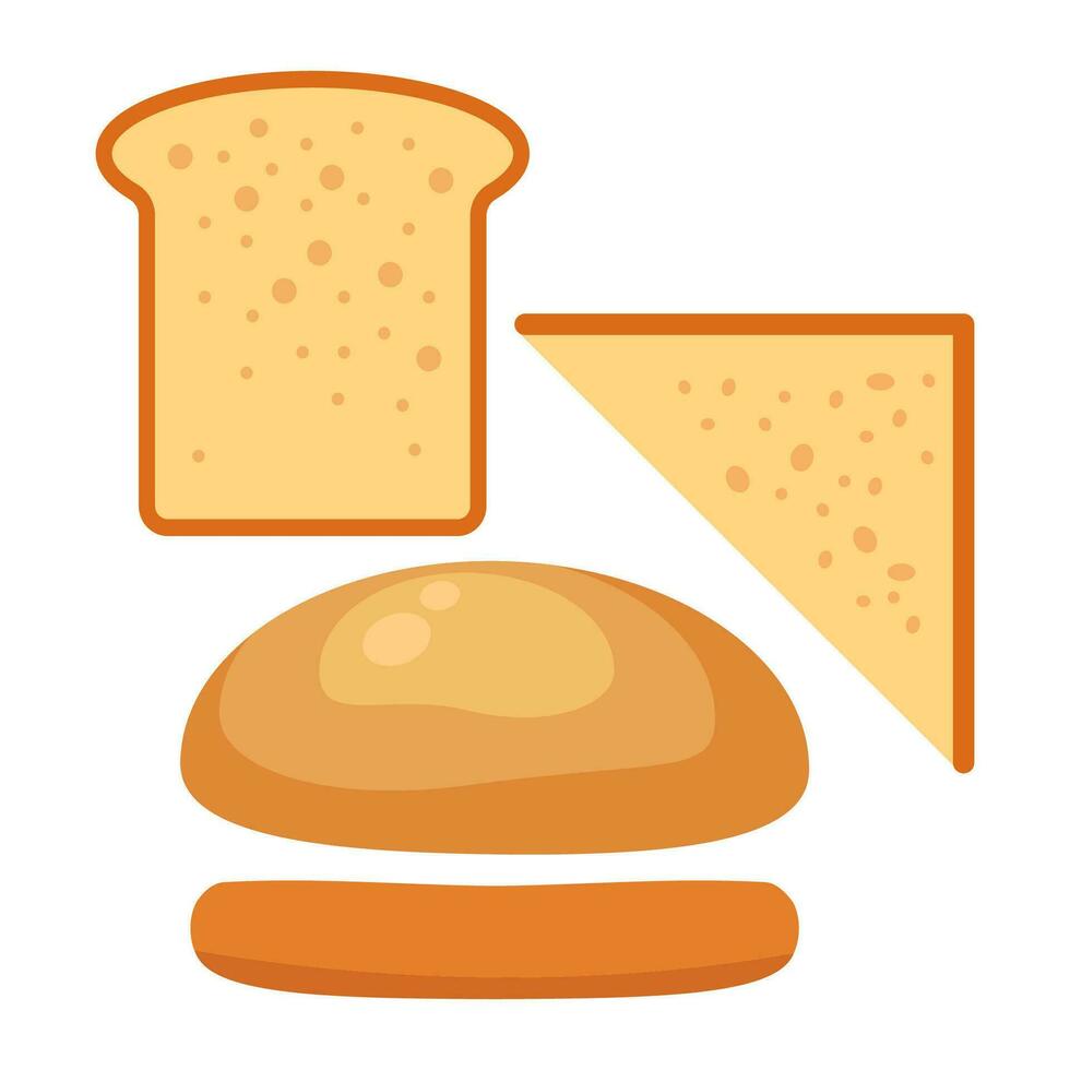 Set of ingredients for burger and sandwich . Sliced veggies, bun, cutlet, sauce. Vector illustration cartoon flat icon collection isolated on white.