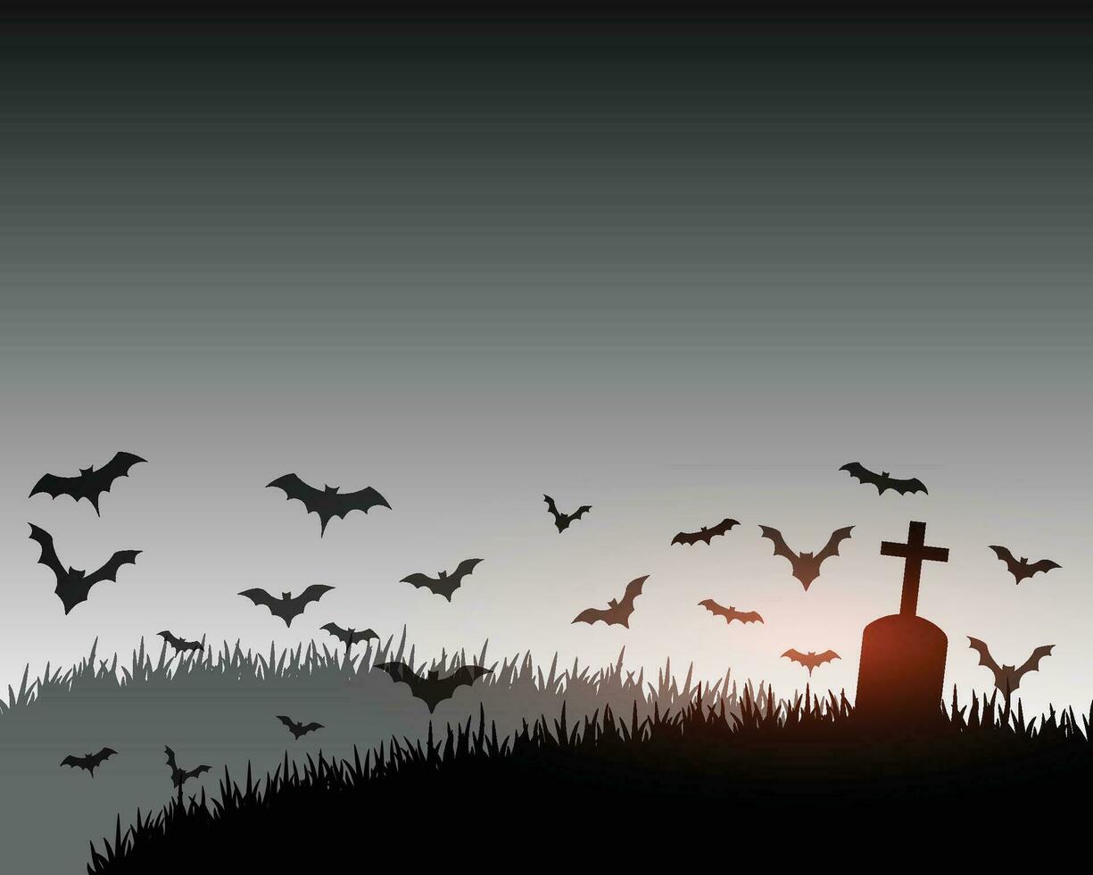 Halloween night background with bat and full moon vector