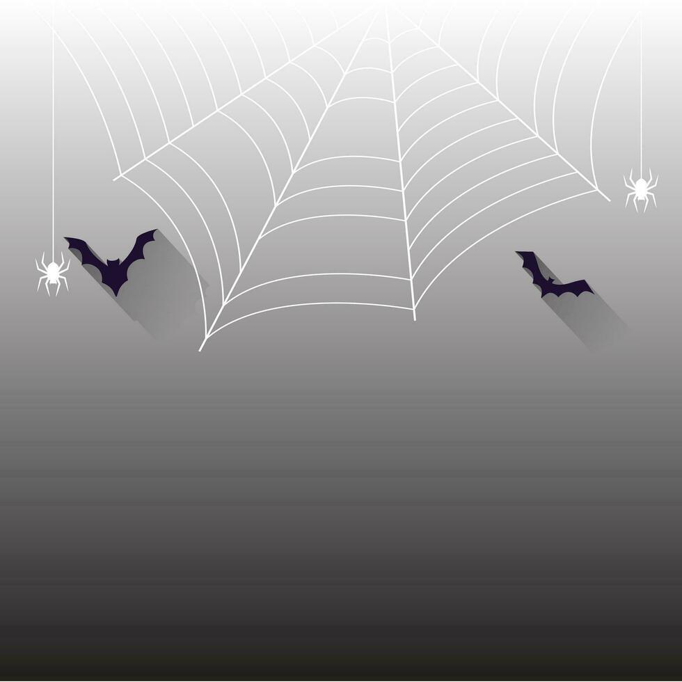 Halloween spider web banner with spiders, cobweb background vector