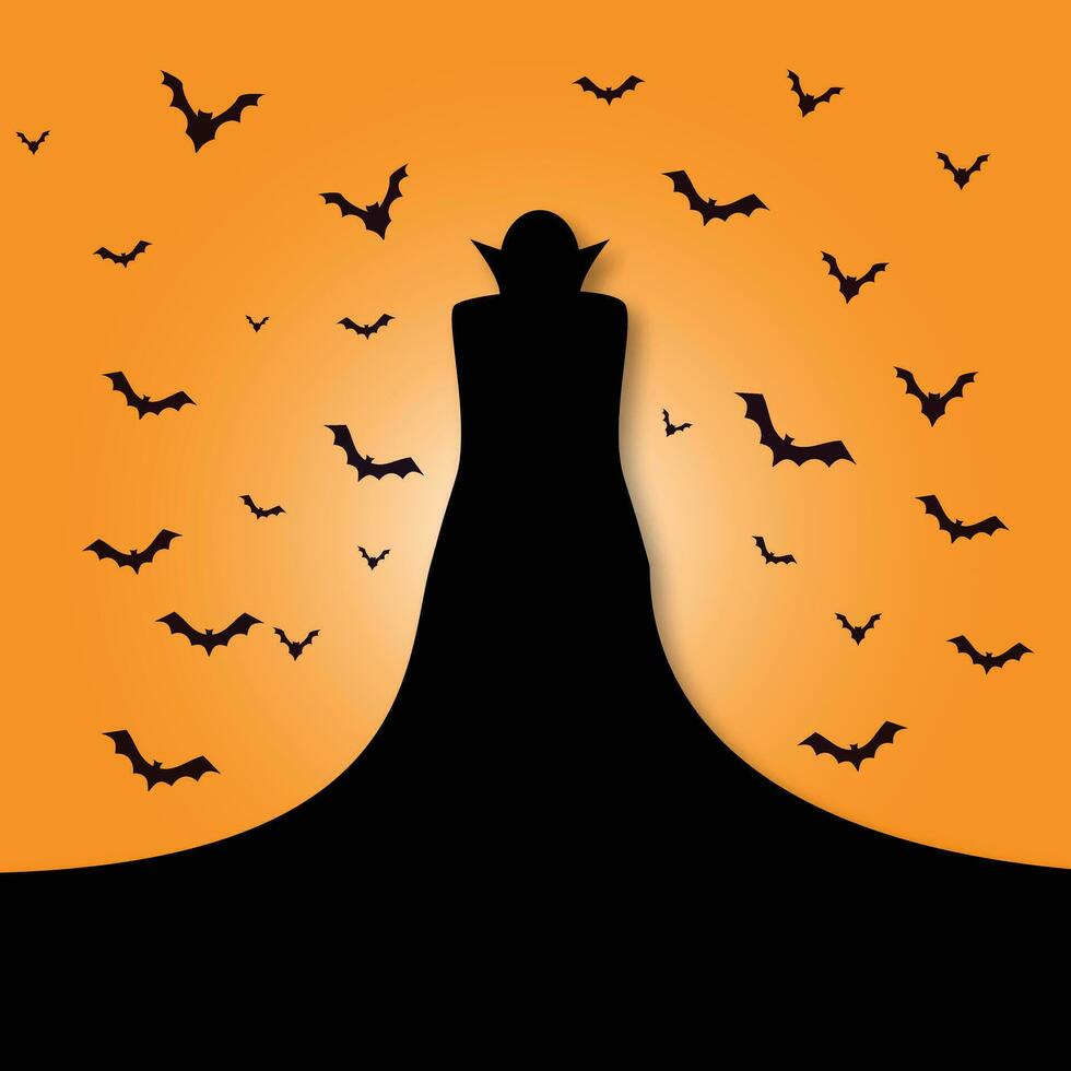 Halloween night background with bat and full moon vector