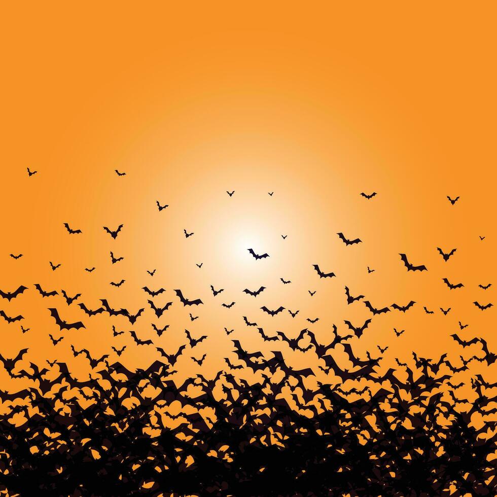 Halloween night background with bat and full moon vector